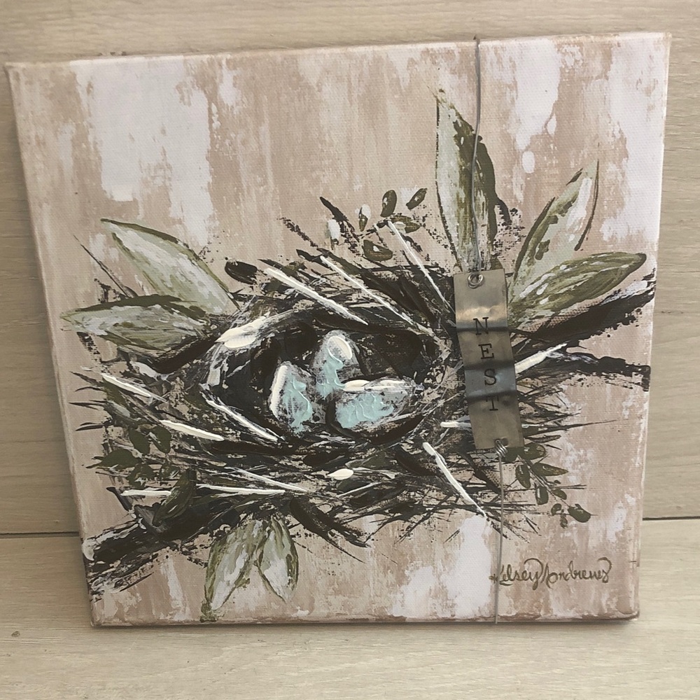 Kelsey Andrews Robins Egg Nest Artwork on Canvas French Country Cottagecore